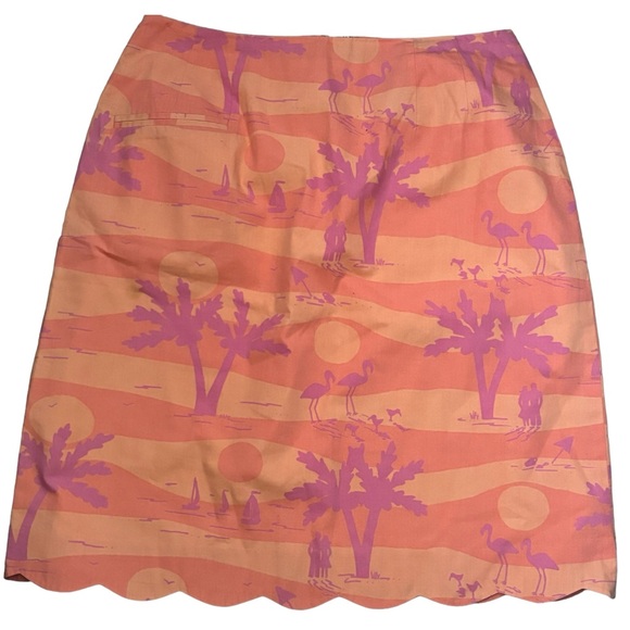 Lilly Pulitzer tropical print pink orange skirt scalloped hem size 8 Y2K - Picture 4 of 4